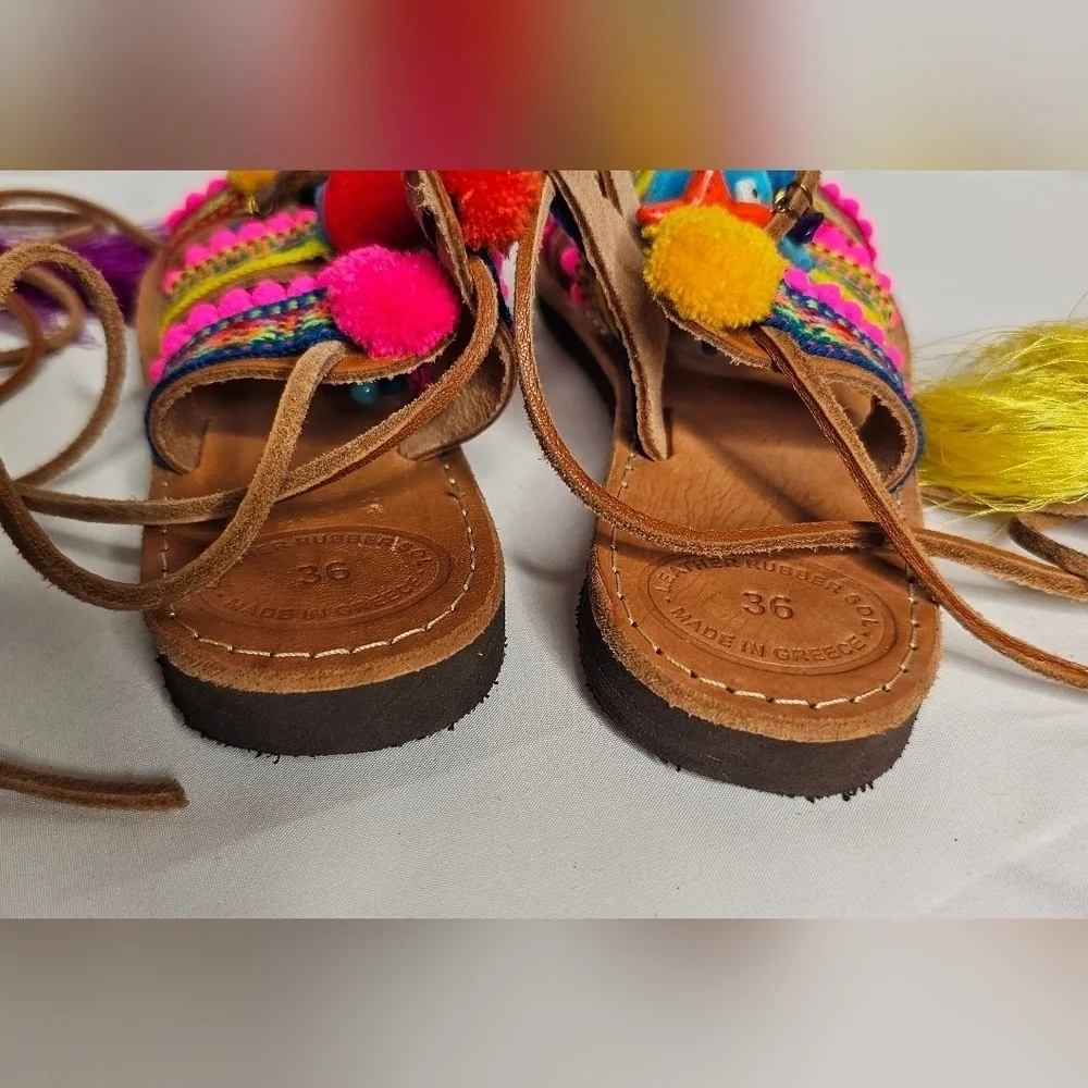 Bohemian gladiator sandals with embellishments, Similar to Penny Lane Style
